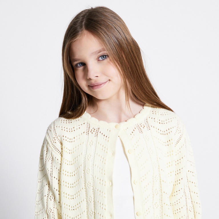 Crochet knit cardigan "Vidia star" Light Yellow